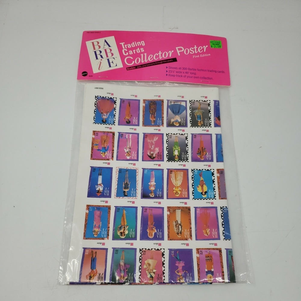 NIP 1990 Barbie Doll Trading Cards Collector‎ Poster Mattel New